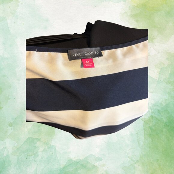 Vince Camuto Navy & White Striped Cap-Sleeve Top — Size M ⚓✨ - Picture 3 of 6